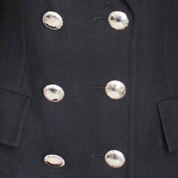 Yves Saint Laurent Jacket Black Wool Double Breasted Pea Coat Jacket Vintage 90s - Picture 5 of 11